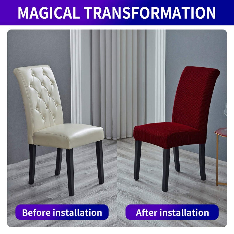 Howhic Stretch Chair Covers for Dining Room Set of 6, Removable Washable Dining Room Chair Covers, Dining Chair Slipcovers Seat Protector, Great Home Decor and Banquet Upholstery (Red Dahlia, 6 Pack) - Image 5